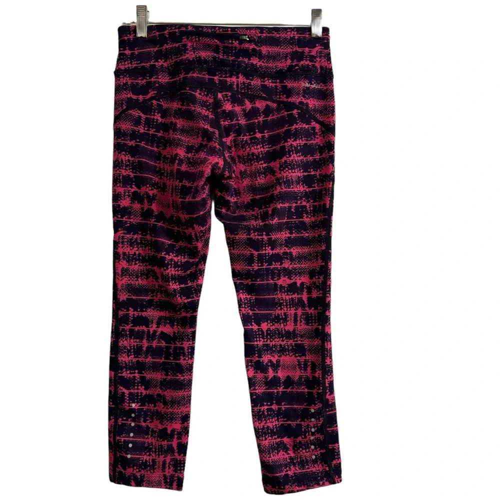 Nike Dri Fit Printed Epic Run Cropped Running Leggings Pink/Black Size Small